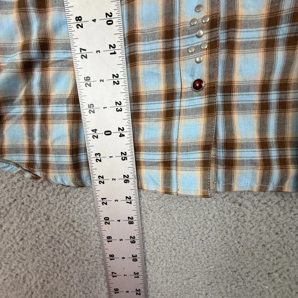 Panhandle Slim Womens L‎ Western Plaid Studded Pearl Button Up Shirt